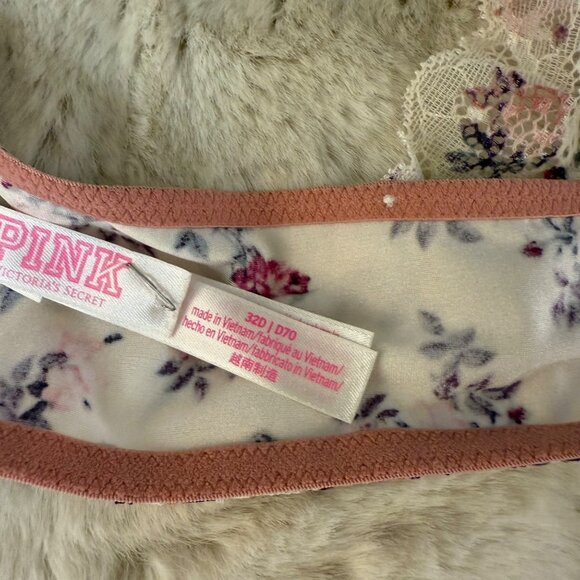 Pink By Victorias Secret Floral Lace Racerback Push-Up Bras Set Of 2 Sz 32D - Picture 5 of 10